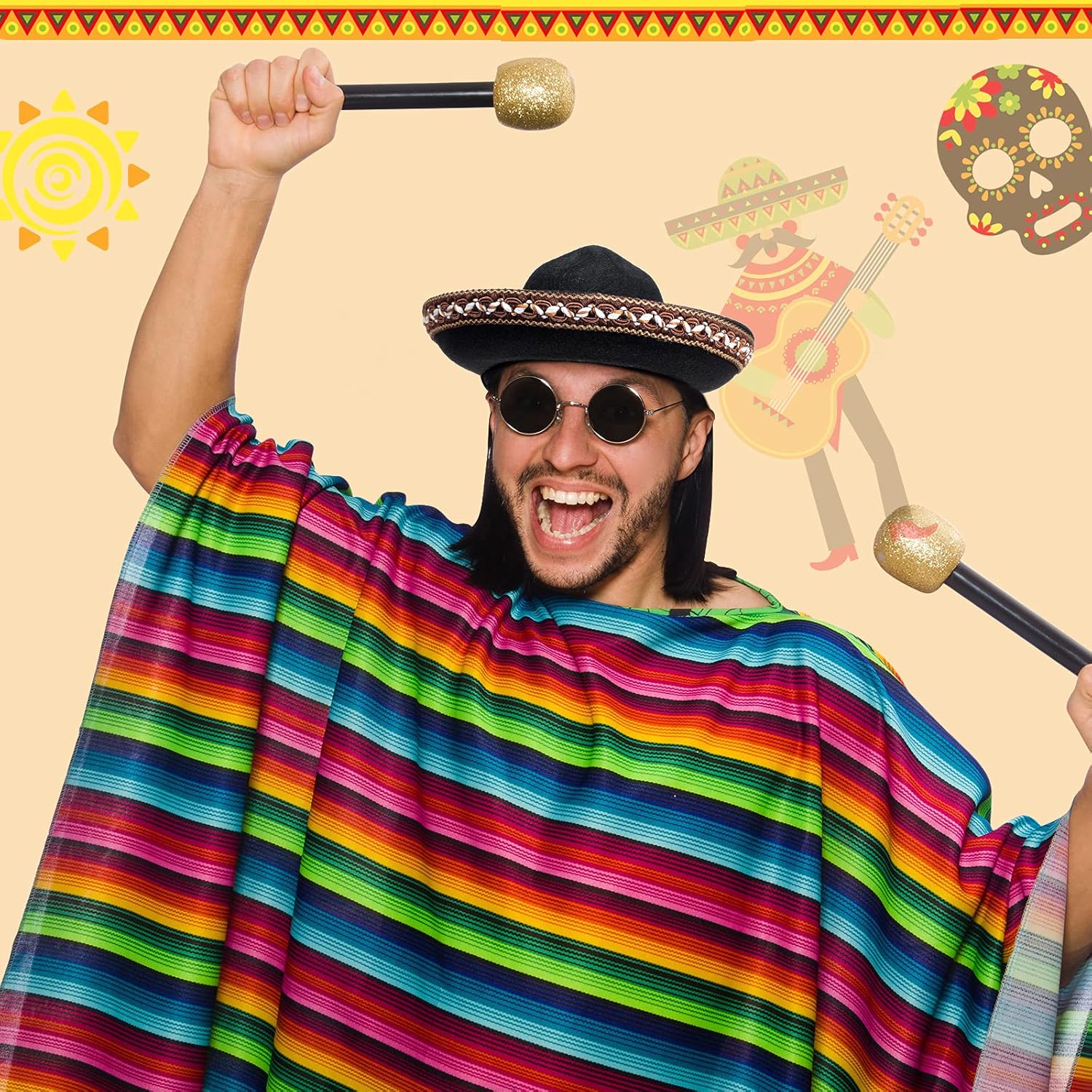5 Piece Cinco De Mayo Sombrero Hats Mini Mexican Party Hat with Fiesta Fabric and Straw for Birthday Weddings Party Cinco de Mayo Day of The Dead Dia De Muertos Themes Wedding Luau Event Decorations: Clothing