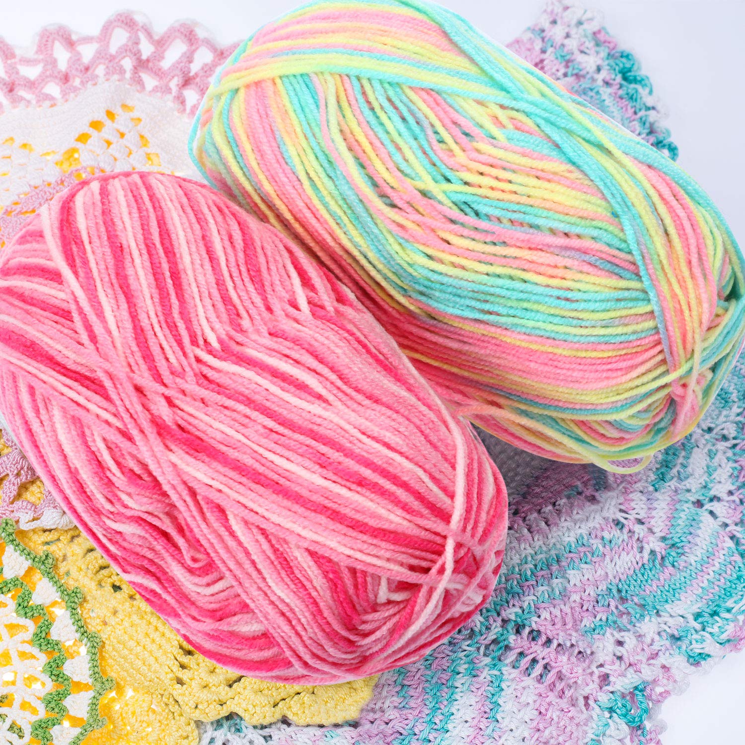 WILLBOND 6 Pieces 50g Crochet Yarn Multi-Colored Acrylic Cotton Blend Knitting Hand Knitting Weaving Yarn