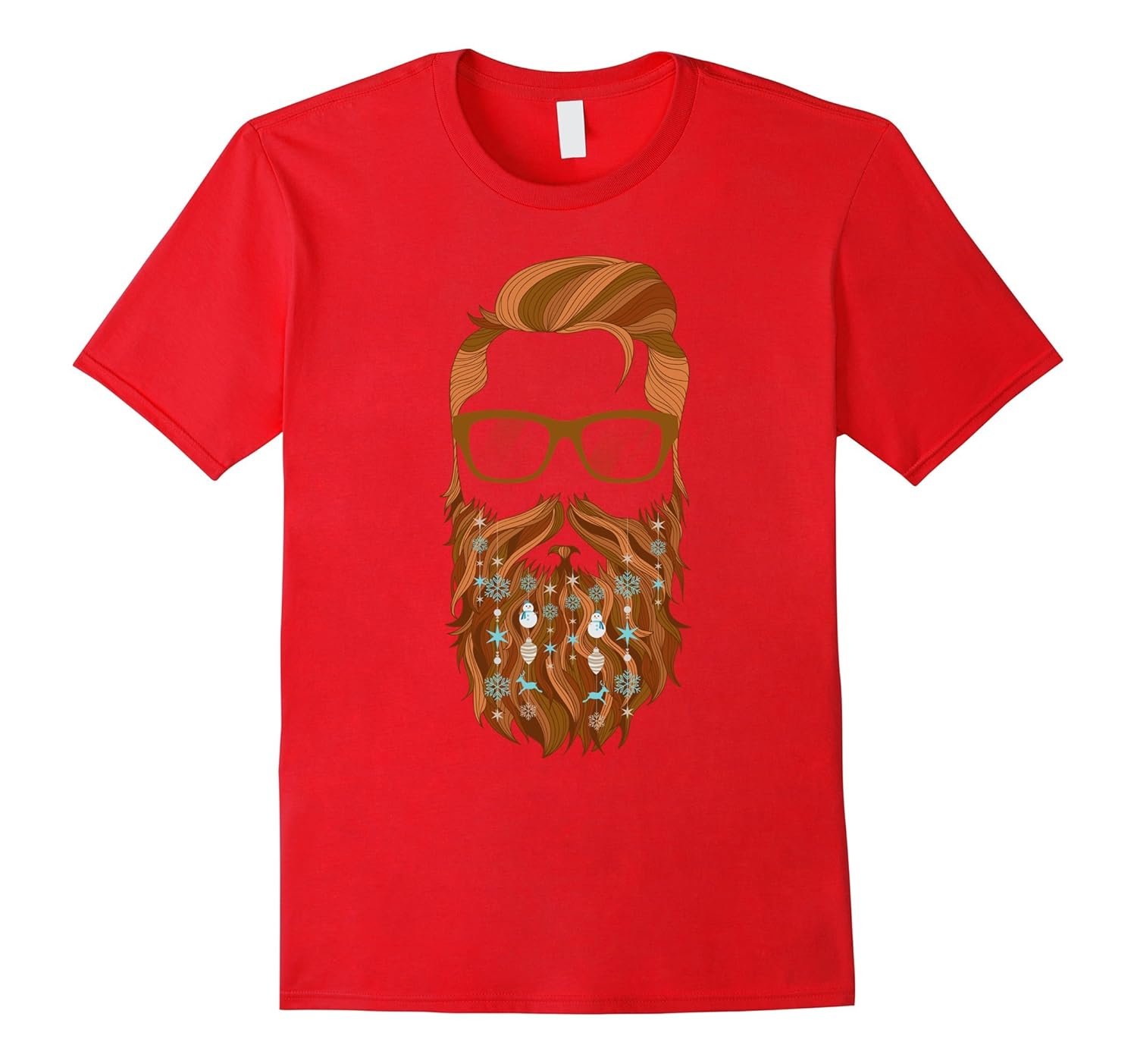 Mens Christmas Beard Decoration T Shirt Funny Cute Ornaments-ANZ