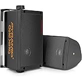 Pyramid 300 Watt 3-Way Mini Box Speaker System (Pair), Wall Mountable Indoor/Outdoor Surround Sound Speakers with 3.25" Woofer, 2" Midrange, 1" Tweeter, ABS Sealed Enclosure, Mounting Kit Included