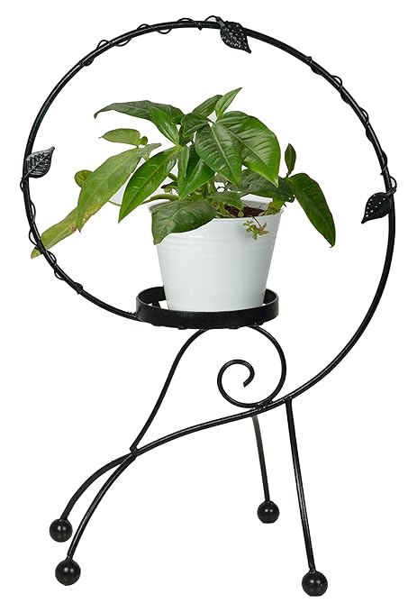 Green Gardenia Iron Snail Shape Plant Stand/Pot Stand with Planter -White