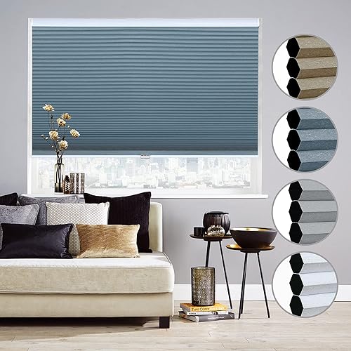 Homebox Cordless 100% Blackout Cellular Shades for Home,Shades for Indoor Windows, Honeycomb Blinds 39" W x 72" H Navy Blue