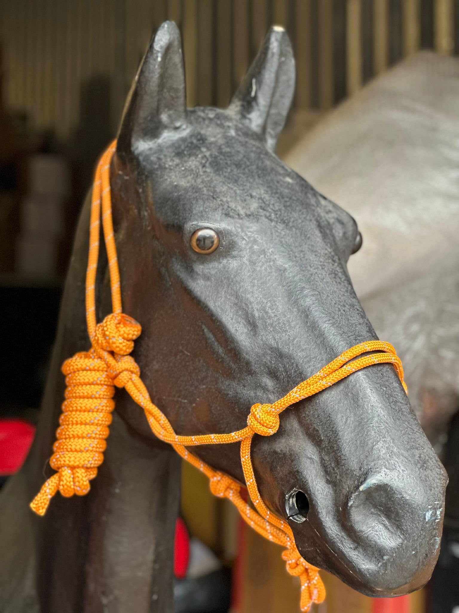 Hi-Viz Reflective Rope Headcollar with Lead Rope Se Fully Adjustable (Full, Orange)