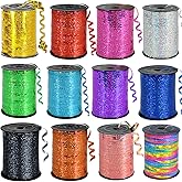 GIFTEXPRESS 12 Rolls Glitter Curling Ribbons Assortment for Balloon, Christmas, Gift Warp, Birty Party – Assorted Shiny Metallic Sparkling Colors Ribbon for Art and Craft, Party Decoration
