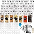 Hatoku 42 Pcs Glass Spice Jars with 400 Spice Labels, 4oz Square Spice Bottles with Shaker Lids and Airtight Metal Caps, Chalk Marker and Funnel Included