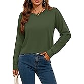 YUCOLEN Long Sleeve Crop Tops for Women Loose Fit Cropped T Shirts Casual Crewneck Boxy Tees