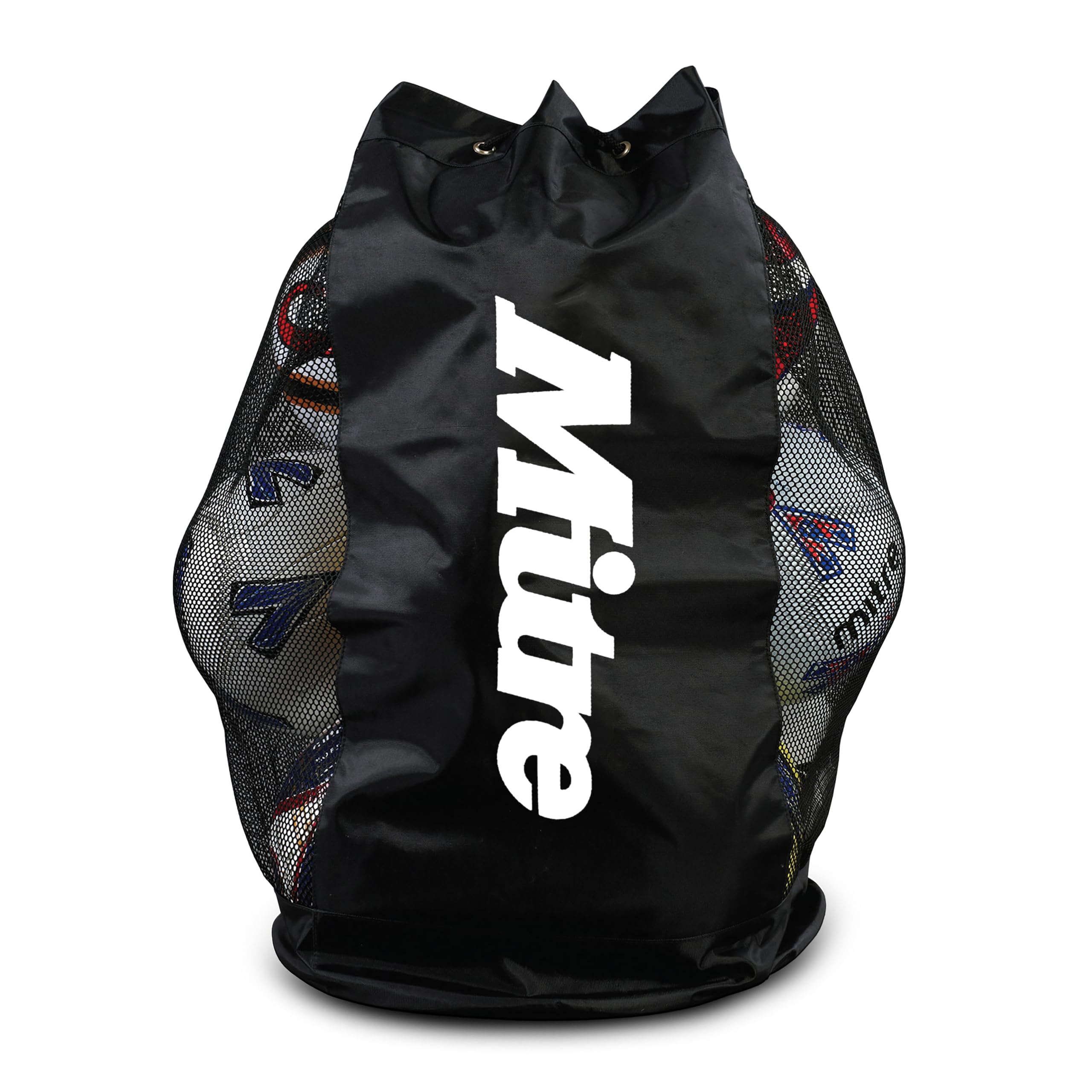 Mitre Mesh Football Bag | Holds 12 Balls | Adjustable Straps | Ventilated Panels, Black, One Size