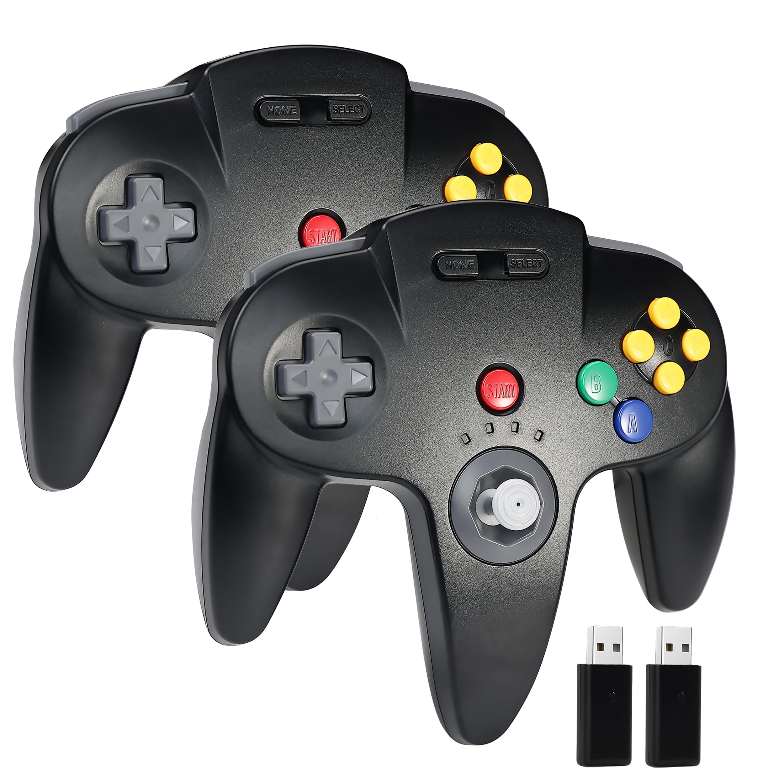 miadore 2 Pack Wireless N64 Switch Online Controller For Switch 1/2/OLED/Lite, 2.4GHz mit USB-Empfänger, Plug & Play,Gamepad-Joystick kompatibel mit Windows PC/MAC IOS/Raspberry pi (Schwarz)