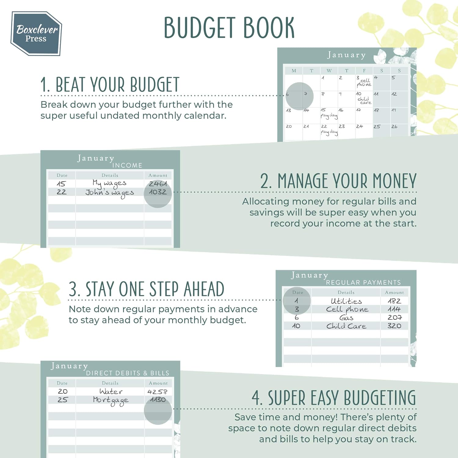 Boxclever Press Portable Budget Planner with Pockets. Bill Organizer with Expense Trackers. Take Control of Your Personal Finances with This Undated Monthly Planner. Compact Size 7 x 4.5ins : Office Products