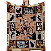 UHANKRU Cat Gifts for Women - Black Cat Blankets for Women - Cat Lover Gifts for Birthday, Christmas, Cat Blanket, 60"x50"