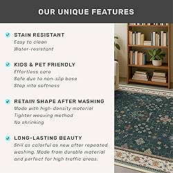 Dark Green Kitchen Rug 10 ft Long - Modern Vintage