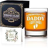 AGMDESIGN Promoted To Daddy 2025 Whiskey Glass, Funny Birthday Gifts for Him Husband Dad Stepdad Grandfather, New Dads Whiskey Glass Gifts for Father's Day, Birthday, Pregnancy Announcement
