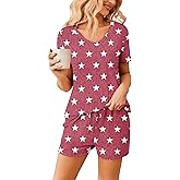 Ekouaer Womens Pajama Sets Short Sleeve Pajamas for Women Sets Soft Lounge Sets Casual V Neck Sleepwear PJS
