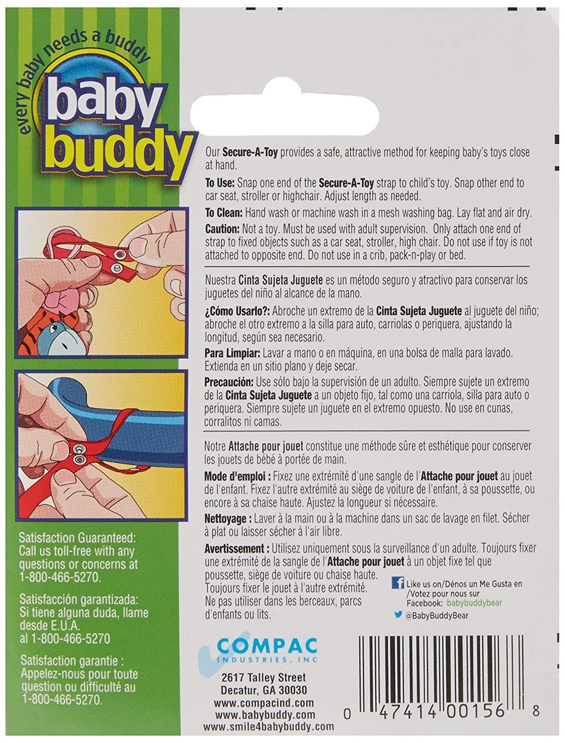 Baby Buddy Secure-A-Toy - Straps Toys, Teether, or Pacifiers to Strollers, Highchairs, Car Seats— Safety Leash With Adjustable Length to Keep Toys Sanitary & Clean, Red/Orange 2 Count : Baby Stroller Accessories : Baby
