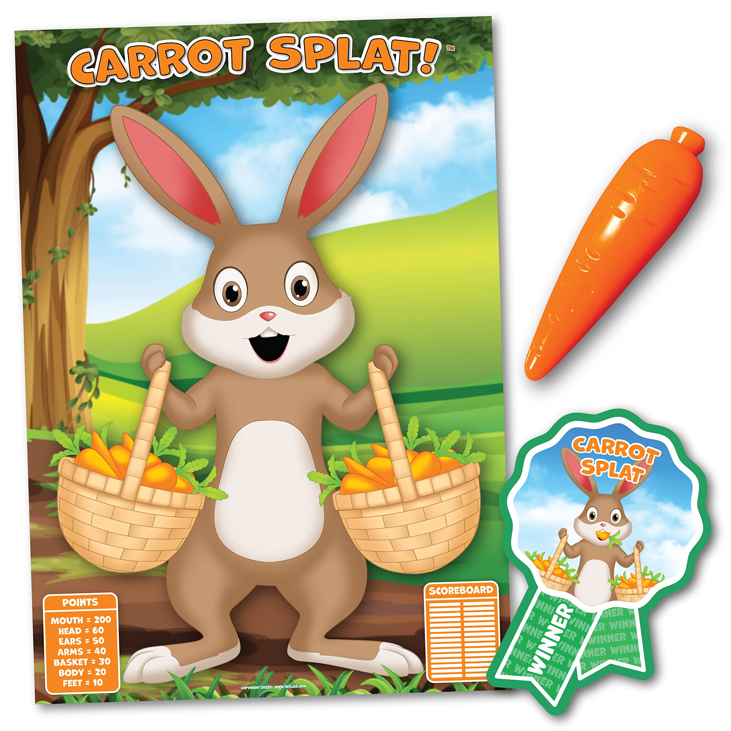 Taylise CARROT SPLAT – Fun Easter Party Game | Unlimited Player | Play with family, kids, school children over the Easter Holidays an ideal Easter Decoration or Accessories