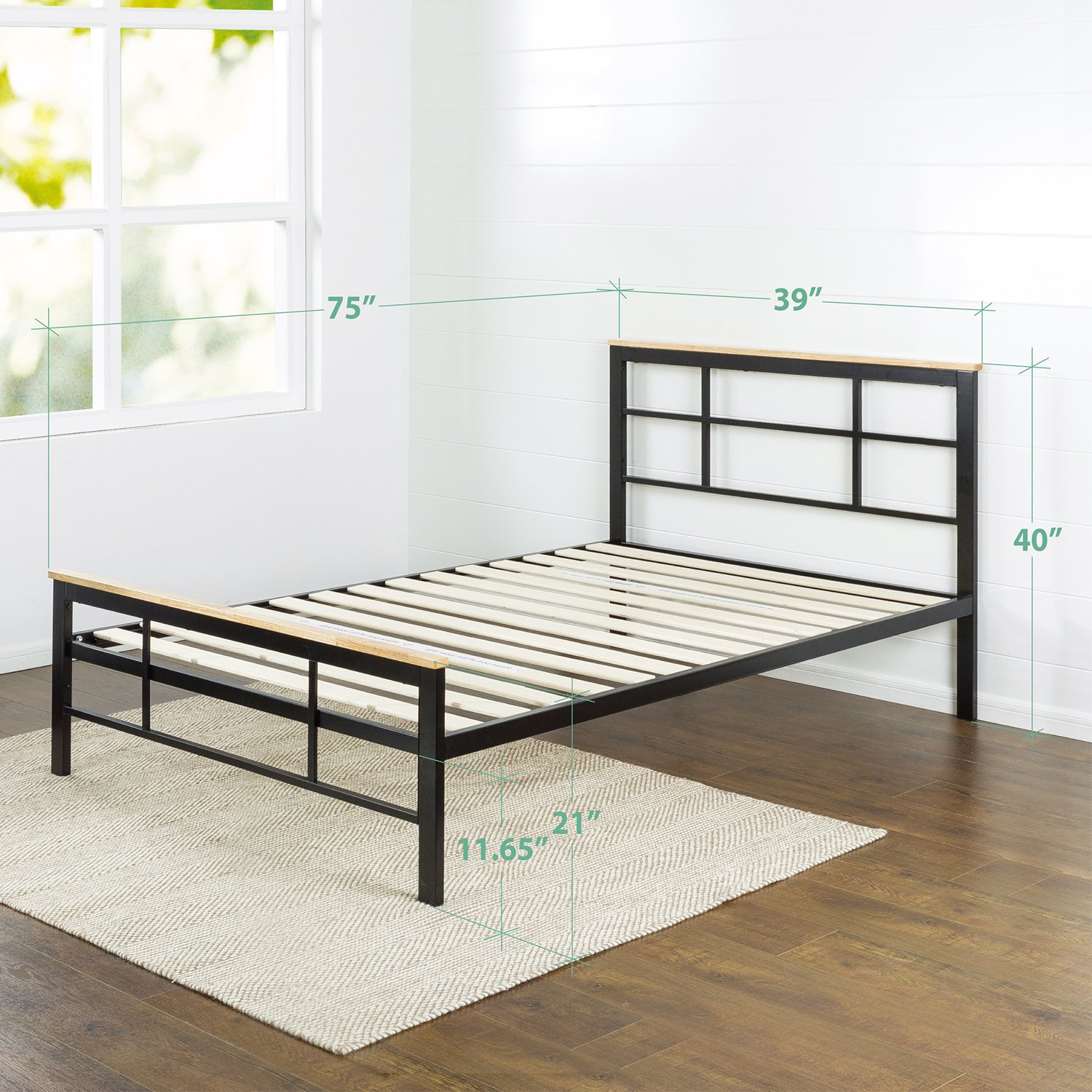 Zinus Urban Metal and Wood Platform Bed with Wood Slat Support, Twin eBay