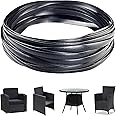 Laphivieh 130 Ft Black Wicker Repair Kit Wicker Repair Supplies Plastic Rattan Material for Patio Chair Repair Flat Wicker Furniture Sofa Table Repair Replacement (Black)