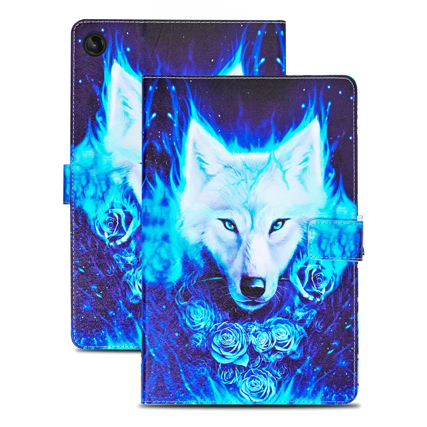 Auslbin Case für Lenovo M10 Plus 3rd Gen 10.6" PU Leather Stand Function Case Magnetic Tablet Cover für Lenovo Tab M10 Plus 3rd Generation 2022 10.6 Inch - White wolf