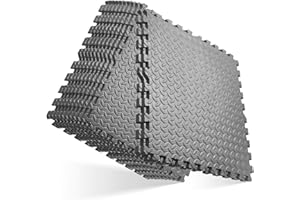 GOLD WATER TRADING GWT Puzzle Exercise Mat, EVA Foam Interlocking Floor Tiles for Home Gym, Workout Equipment, Treadmill, Protective Flooring, Fit Tile 48 SQ FT (12 Pcs)