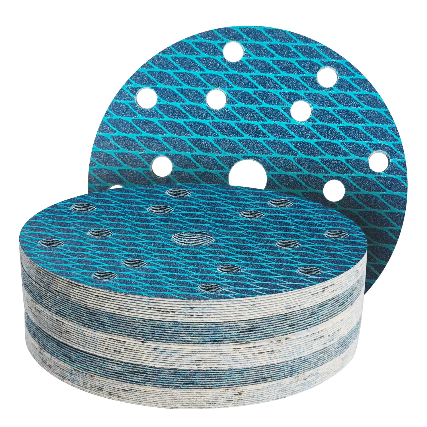 GZKTY 150mm Sanding Discs, 45 Pieces, 15 Holes, Grits 60, Diamond Shape, Reduce Blockage, for 6 Inch Orbital Sanders
