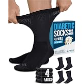 Doctor's Select&reg; Crew Diabetic Socks for Men - 4 Pairs | Neuropathy Socks for Swollen Feet, Smooth Toe Seams, Breathable, Stretchy, Moisture-Wicking, Stay-Up Fit, Secure Fit
