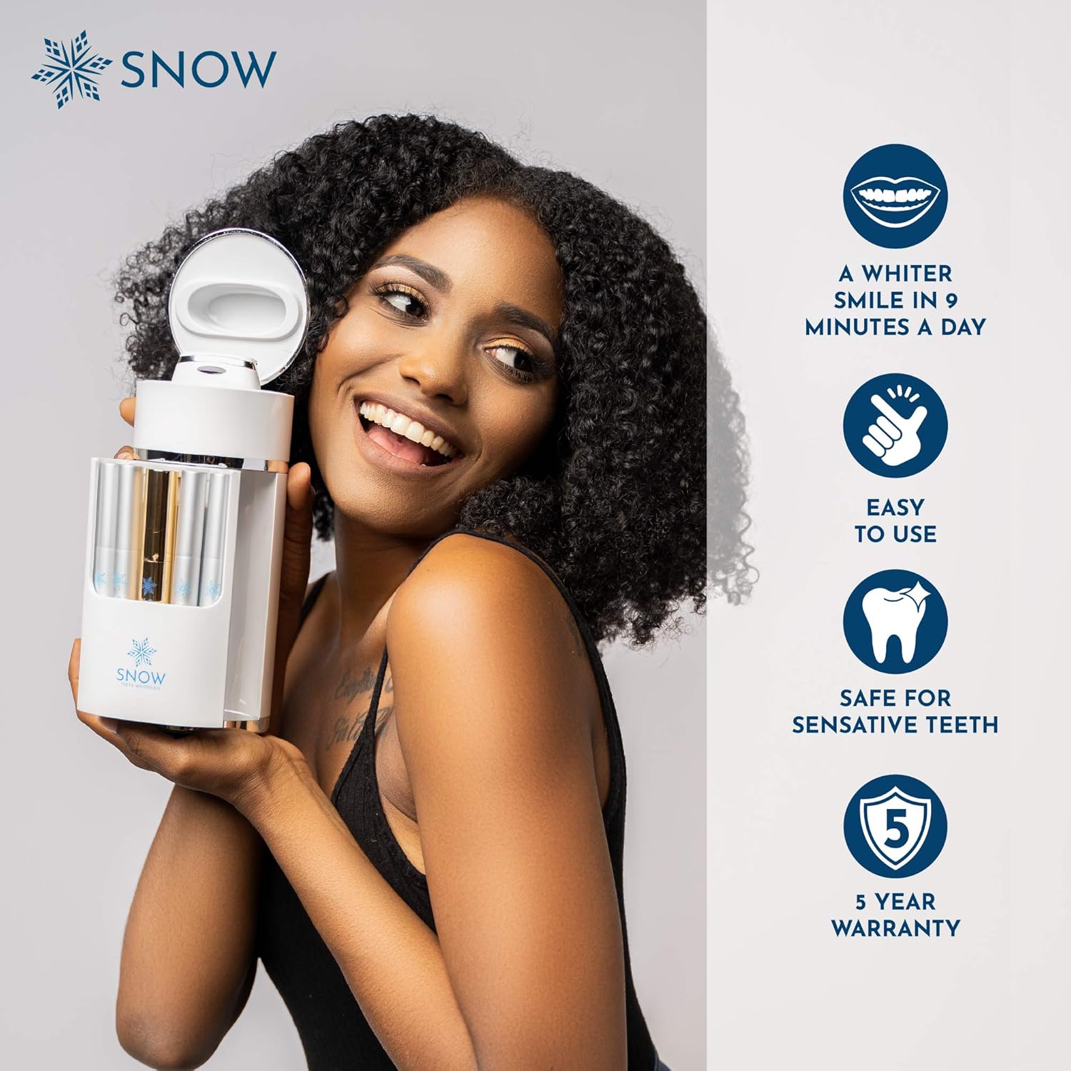 Snow Wireless Teeth Whitening Kit with LED Light | All-in-One at Home Whitener System - Safe for Sensitive Teeth, Braces, Crowns & Veneers - Just 9 Minutes a Day to a Whiter, Brighter Smile: Beauty