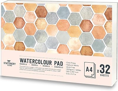 ISLAND A4 Watercolour Paper Pad 32 Pages 300gsm Cold Pressed