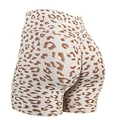 AUROLA Leopard Seamless Scrunch Booty Lifting Workout Shorts for Women | Squat Proof, Tummy Control, Knit-in Jacquard, High Waisted, No Front Seam, No Roll Up, Athletic, Cheetah, 4'' Inseam