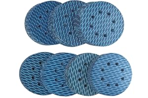 ZHONGHAINUO Fish Scale Sandpaper 5 Inch 8 Hole Sanding Disc Hook and Loop Pads Sand Paper 60/80/120/180/240/320/400 Assorted Grit for Wood 70 PCS Blue Aluminum Oxide Anti Blocking Rhombus Sanding Discs