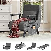 TYBOATLE Sleep Chair, Folding Sleeper Chairs for Adults (Dark Grey) | Comfy, Cozy, Convertible, 5 in 1, Adjustable Backrest, Side Pockets, Pillow, Small Spaces, Office, Dorm