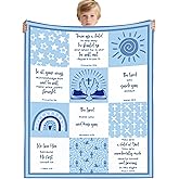 Bozidol Christian Blanket Gifts for Baby Boys: 40x50 inch Blue Bible Verse Throw Blanket Baptism Gifts, Religious Scripture Blankets for Godson Boys Girls Baptismal Gift Baptism Favors