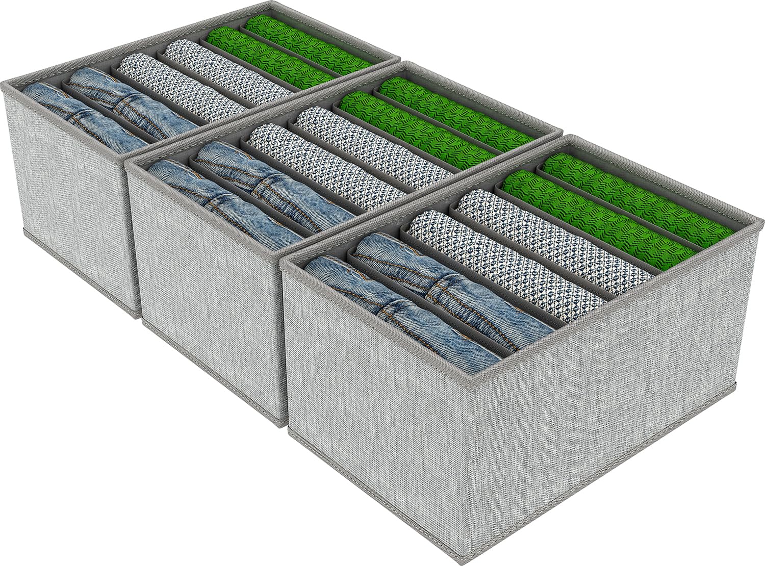 WANGIRL Clothes Drawer Organizer, Foldable Rigid PE Wardrobe Organiser Solution for Jeans, Pants, Shirts, Leggings, Baby Clothes, Storage (3 pcs, 33 * 25 19cm), Gray（33*25*19cm）