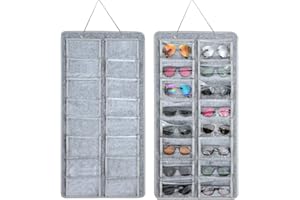 RZMAYIS Sunglasses Storage Wall Mounted Hanging Sunglasses Holder 16 Slots (Grey Large)