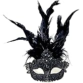 STORM BUY Women's Masquerade Feather Mask Venetian Halloween Wedding Mardi Gras Costumes Party Ball Prom Masks For Adult
