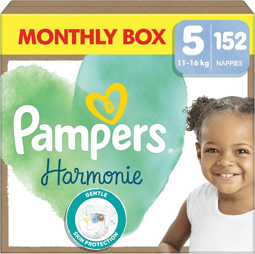 Pampers Harmonie Nappies Size 5 152 Nappies 11-16kg Monthly Pack