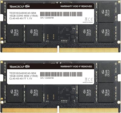 TEAMGROUP Elite 32GB DDR5 RAM 4800MHz (2x16GB) CL40 Laptop SODIMM PC5-38400