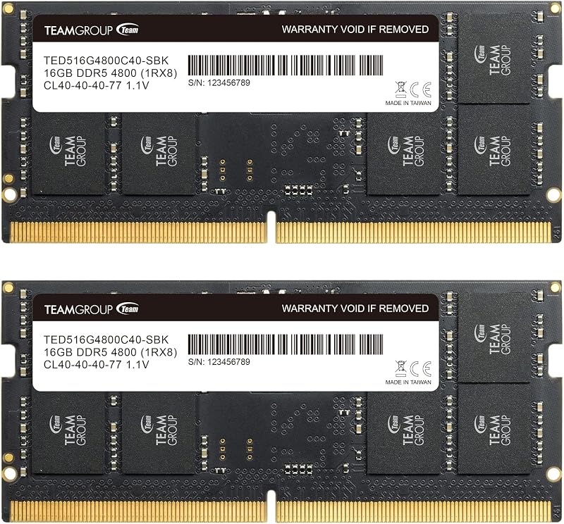TEAMGROUP Elite 32GB DDR5 RAM 4800MHz (2x16GB) CL40 Laptop SODIMM PC5-38400
