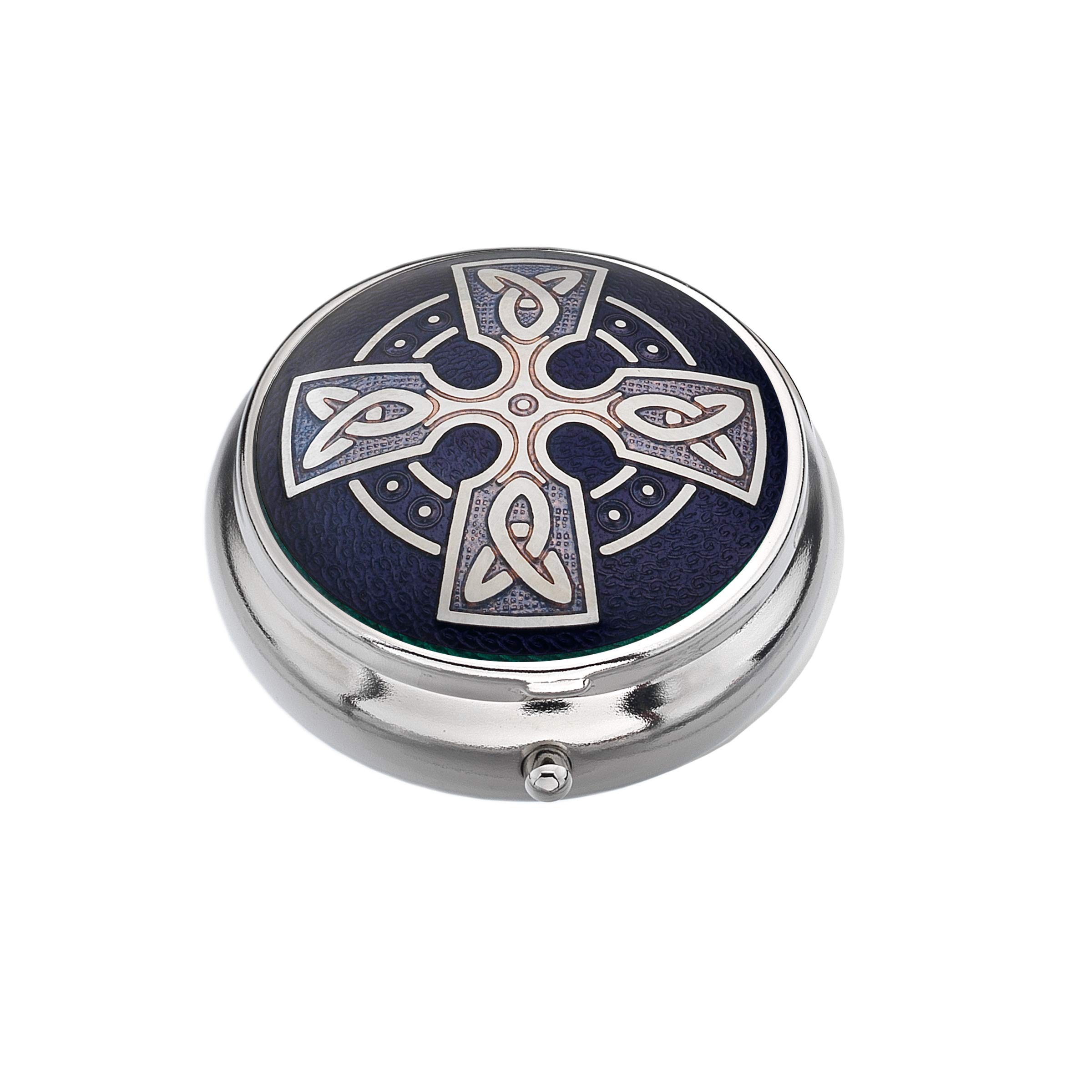 Pill Box (Standard Size) in a Celtic Cross Design in Purple Colour