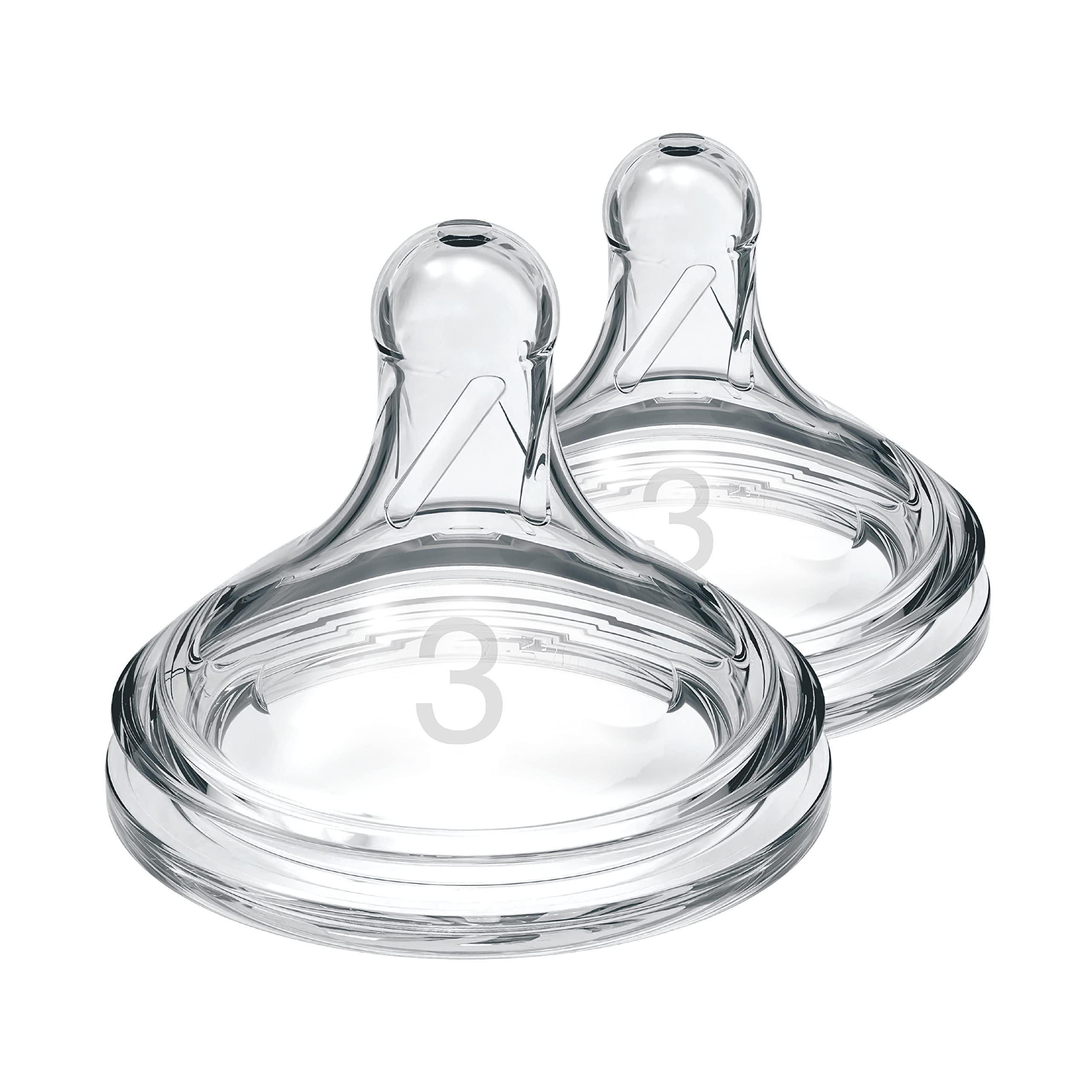 Dr. Brown's Natural Flow Level 3, Wide-Neck Baby Bottle Nipple, Medium-Fast Flow, 6m+. 100% Silicone, 2 Pack