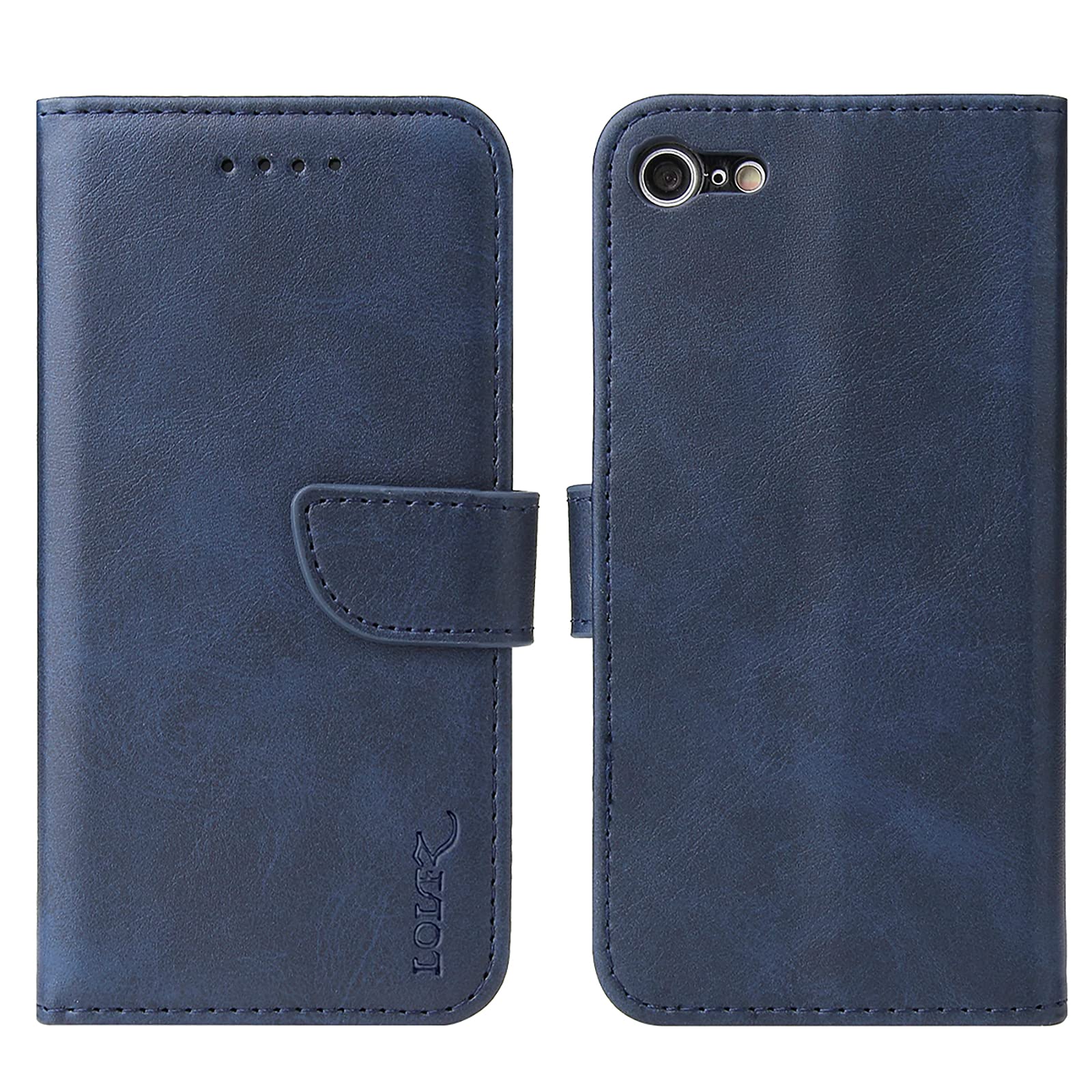 LOLFZ Wallet Case for iPhone 6 iPhone 6S, Vintage Leather Book Case with Card Holder Kickstand Magnetic Closure Flip Case Cover for iPhone 6 iPhone 6S - Blue