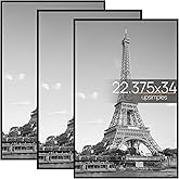 upsimples 22.375 x 34 Poster Frame Black 3 Pack, Scratch-Proof Picture Frames 22.375 x 34 for Photo Gallery - Slide-In Strips