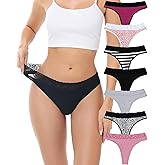 ADOVAKKER Women Cotton Thongs Underwear 7Pack Sexy Lace Seamless Comfortable Panties Multipack