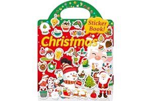 Benresive Reusable Sticker Book for Toddlers 2-4 Years, Fun Travel Stickers for Kids, Waterproof Sticker Books for Toddlers 1-3, Crafts Activities for Todddlers 1-3 2-4 3-5 - Christmas
