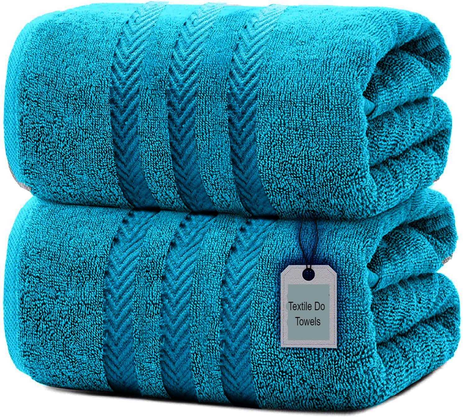 Textile Do Extra Large Jumbo Towel Bath Sheet (100 x 200 cm-600 GSM) Pure Egyptian Cotton Big Bath Sheets (Turquoise, 2)