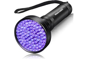 Grace Marci UV Flashlight Black Light, 100 LED 395 nm Blacklight, Pet Urine Detector for Dog/Cat Urine, Dry Stains, Bed Bug, Scorpion,Dry Pet Stains(Middle Switch)