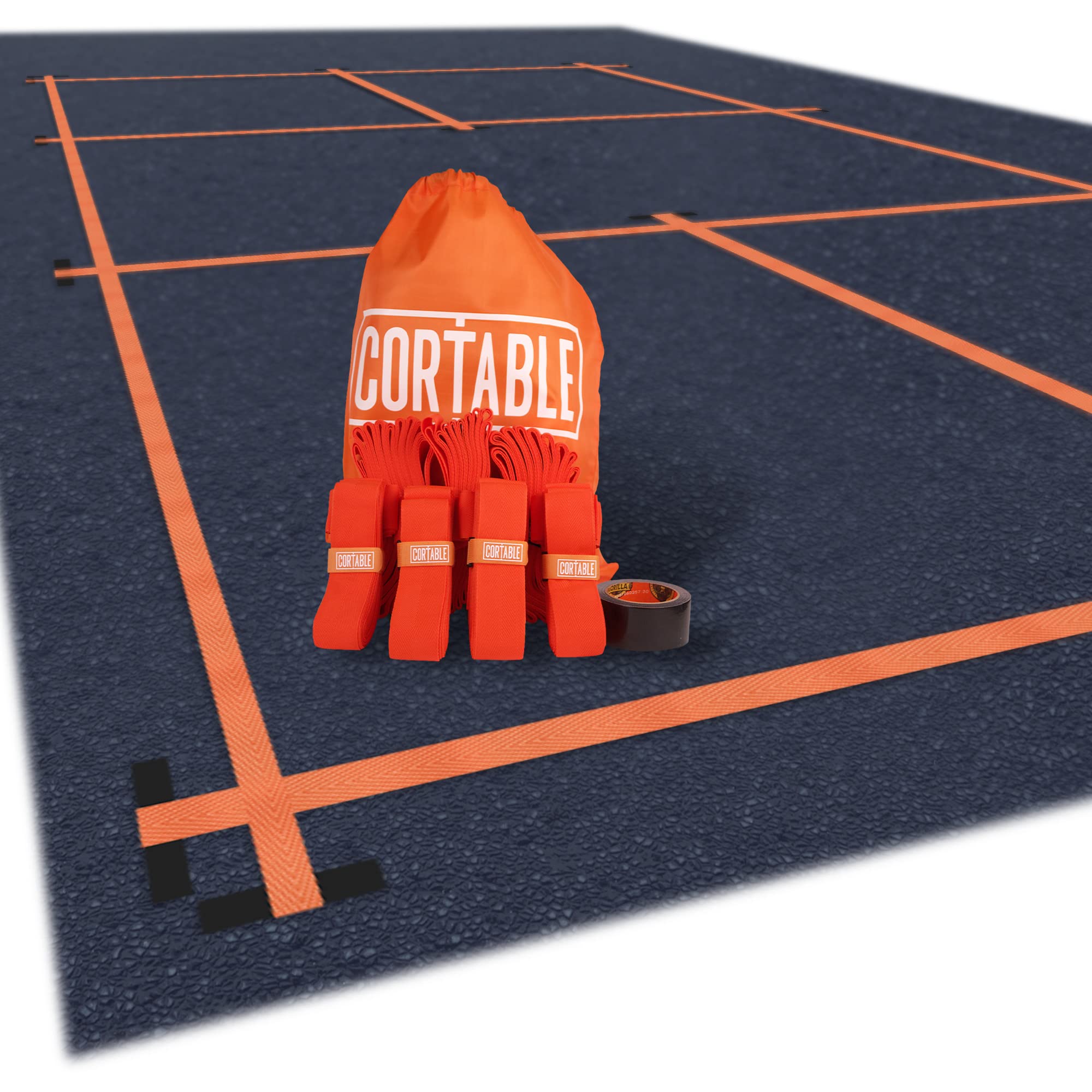 CORTABLE Temporary Pickleball Court Lines - The Original - Portable Pickleball Court Marking Kit, Lines for Outdoor or Indoor, No Measuring Needed