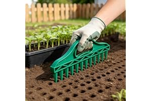 Garden Seeder and Soil Drill Tool, Handheld Bulb Planter for Vegetable Seeds, Adjustable Sowing Interval Gauge for Rows, Idea