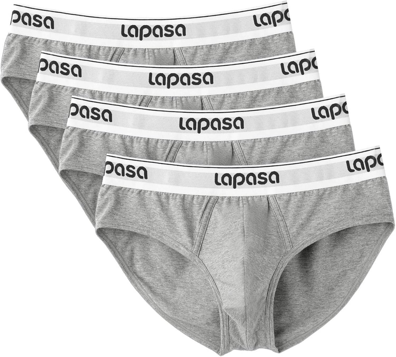 LAPASA Men's 4 Pack Cotton Briefs Counter Pouch Easy Removable Tag