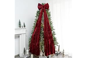 Hismir Christmas Tree Topper Bow，67x16 Inch Velvet Extra Large Room Decor Ribbon Bow for Wedding Engagement Birthday Party，Gi