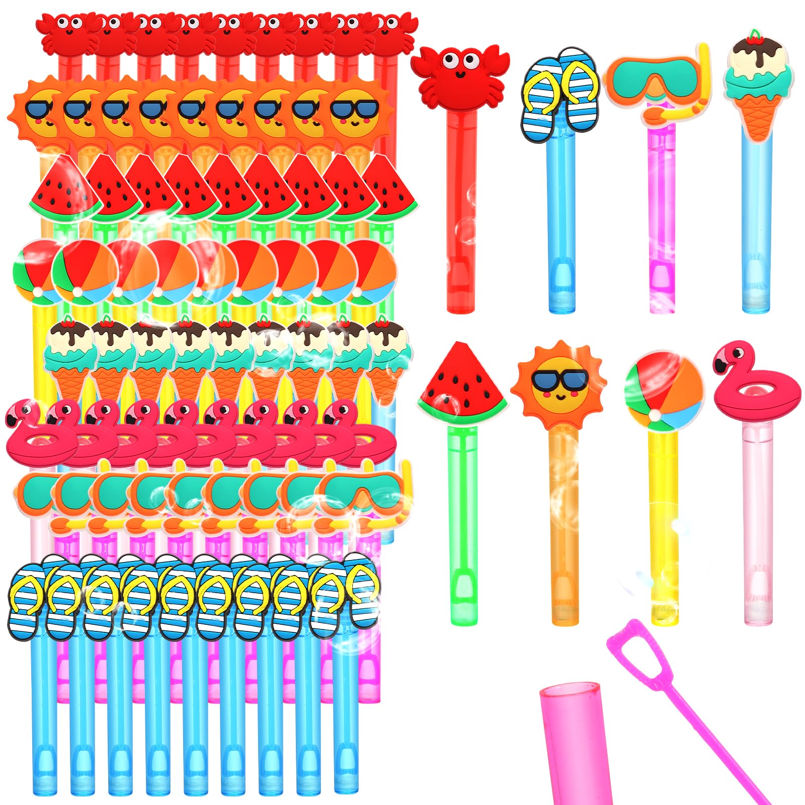 Photo 1 of 48 Pieces Mini Summer Bubbles Wands Summer Pool Beach Party Supplies Pool Party Decorations for Goodie Bag Filler Classroom Prizes